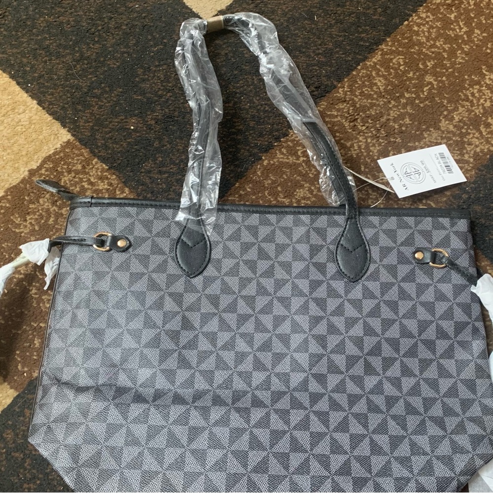AR Gray Monogram Tote Bag